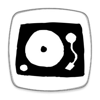 Record player - Square fridge magnet - white - Front