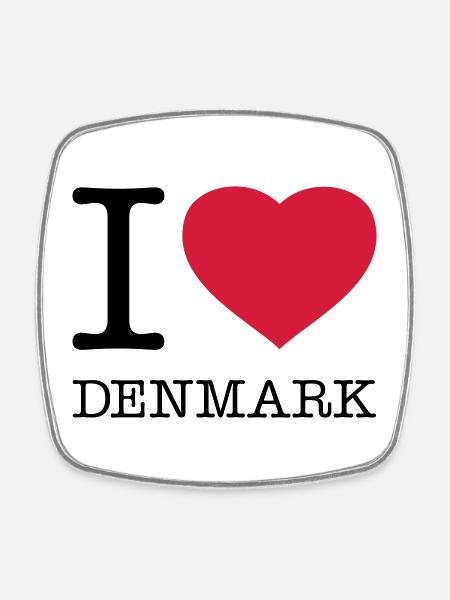 I LOVE DENMARK Dänemark - Firkantet køleskabsmagnet - hvid