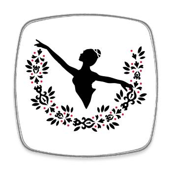 A ballerina and a wreath of leaves - Square fridge magnet - white - Front
