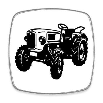 Traktor , Trecker , Landmaschine Traktoren , (25) - Viereckiger Kühlschrankmagnet - Weiß - Vorne