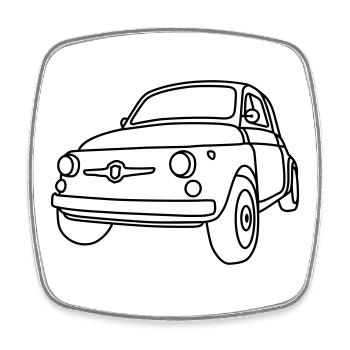 500 Classico – Italien Oldtimer Kult Shirt - Viereckiger Kühlschrankmagnet - Weiß - Vorne