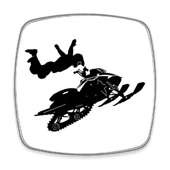 Snowmobil, Snowboarder, Snowboarden - Viereckiger Kühlschrankmagnet - Weiß - Vorne