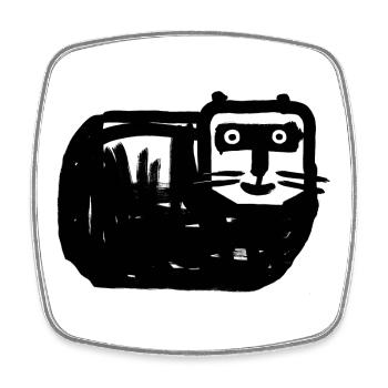 Schwarzweiße Katze Kontrastdesign - Viereckiger Kühlschrankmagnet - Weiß - Vorne
