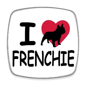 J'aime les Bouledogues Français - Magnet carré - blanc - Devant