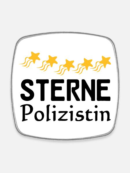 Sterne Polizistin Geschenk - Viereckiger Kühlschrankmagnet - Weiß