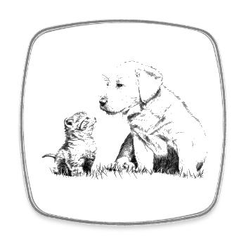 Puppy and kitten - Magnet carré - blanc - Devant