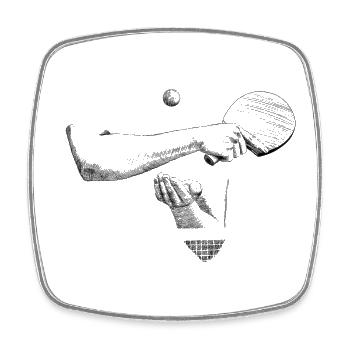 Ping-pong - Magnet carré - blanc - Devant