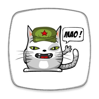 Cat communiste - Magnet carré - blanc - Devant