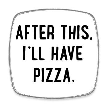 Pizza - Magnet carré - blanc - Devant