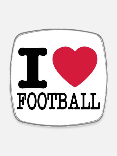 I love football - Square fridge magnet - white