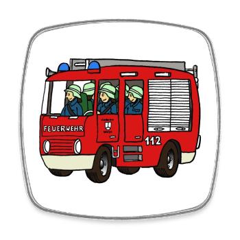Feuerwehrauto - Viereckiger Kühlschrankmagnet - Weiß - Vorne