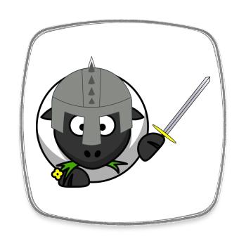 KnightSheep in battle - Square fridge magnet - white - Front