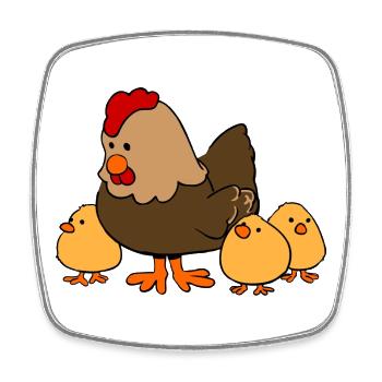 Chicken family - Viereckiger Kühlschrankmagnet - Weiß - Vorne