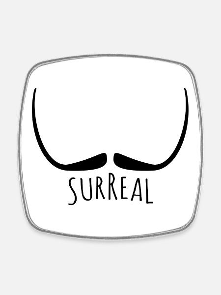 moustache surréaliste - Surreal - Magnet carré - blanc