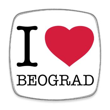 I LOVE BEOGRAD Belgrad Serbien - Viereckiger Kühlschrankmagnet - Weiß - Vorne