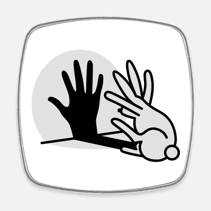 Chinese shadow hand rabbit - Square fridge magnet - white