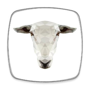 Schaf Kopf – Geometrisches Low Poly Tierdesign - Viereckiger Kühlschrankmagnet - Weiß - Vorne