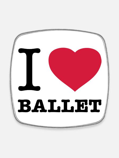 I LOVE BALLET Balet - Kwadratowy magnes na lodówkę - biały