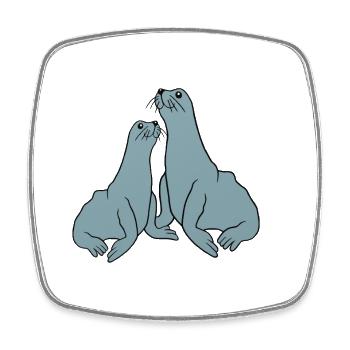 Illustration de phoque ludique - Magnet carré - blanc - Devant