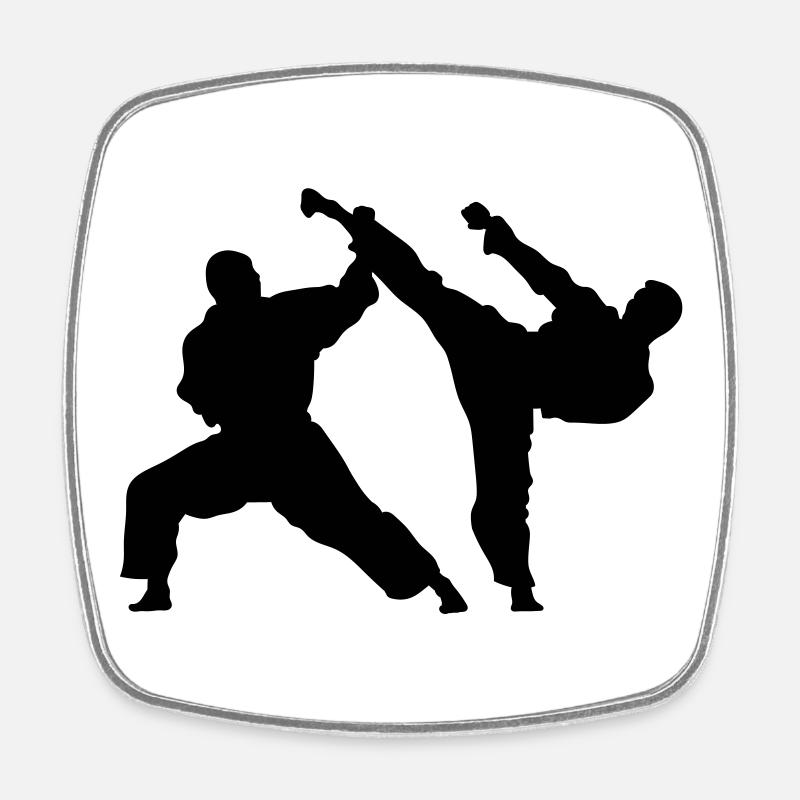 karate - Square fridge magnet - white