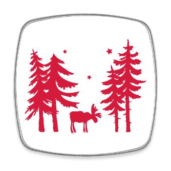 Elch Wald Tannen Sterne Weihnachten - Viereckiger Kühlschrankmagnet - Weiß - Vorne