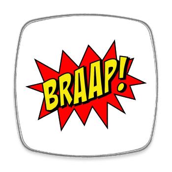 BRAAP! - Viereckiger Kühlschrankmagnet - Weiß - Vorne