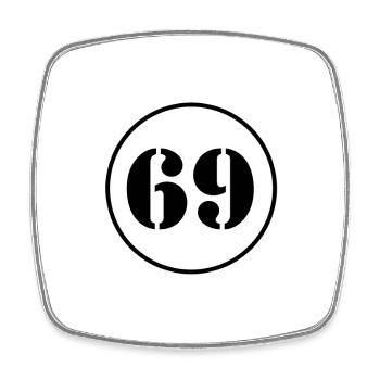 NUMBER 69 Sixty-nine Birthday Gift - Square fridge magnet - white - Front