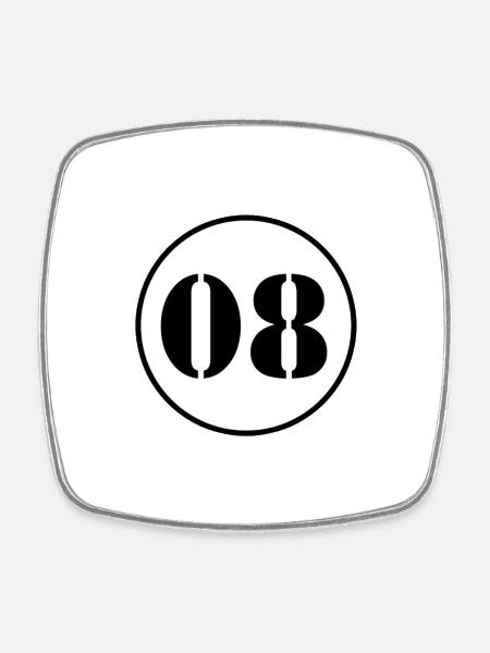 NUMBER 08 eight birthday gift - Square fridge magnet - white