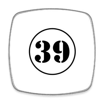 NUMBER 39 thirty nine birthday gift - Square fridge magnet - white - Front