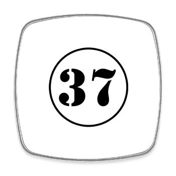 NUMBER 37 thirty seven birthday gift - Square fridge magnet - white - Front