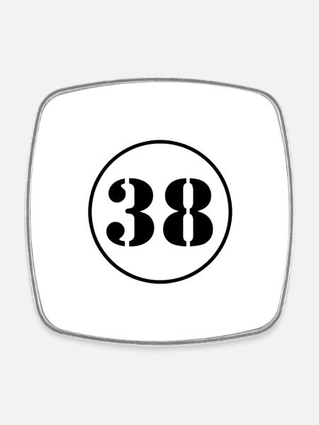NUMBER 38 thirty eight birthday gift - Square fridge magnet - white
