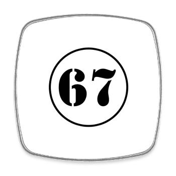 NUMBER 67 sixty seven birthday gift - Square fridge magnet - white - Front