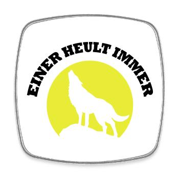 Wolfsilhouette im Mondkreis - Viereckiger Kühlschrankmagnet - Weiß - Vorne