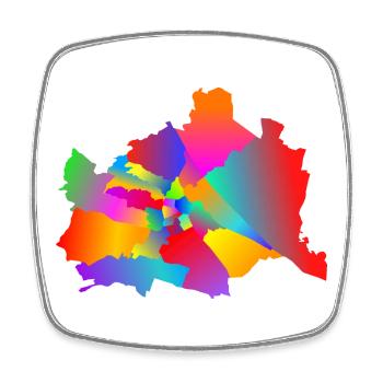 Vienne colorée, tolérante Vienne, Wiener Bezirke - Magnet carré - blanc - Devant