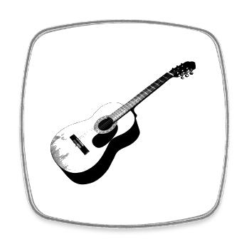 Akustische Gitarre im Vintage-Design - Viereckiger Kühlschrankmagnet - Weiß - Vorne