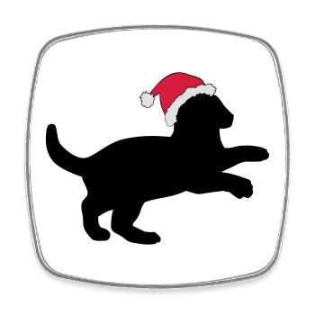 Kitten in a Christmas Hat. - Square fridge magnet - white - Front