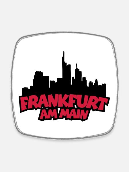 Frankfurt Skyline (Black / Red) - Square fridge magnet - white