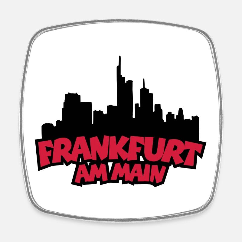 Frankfurt Skyline (Black / Red) - Square fridge magnet - white