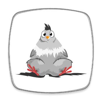 dicke Taube lustig Symbol Huhn Comic Hühner icon - Viereckiger Kühlschrankmagnet - Weiß - Vorne