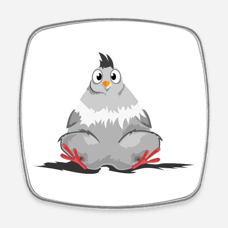 fat dove funny icon chicken cartoon chickens icon - Square fridge magnet - white