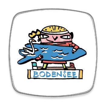 Bodensee Surfer Cartoon - Viereckiger Kühlschrankmagnet - Weiß - Vorne