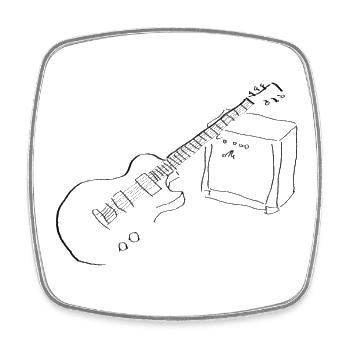 E Gitarre - Viereckiger Kühlschrankmagnet - Weiß - Vorne