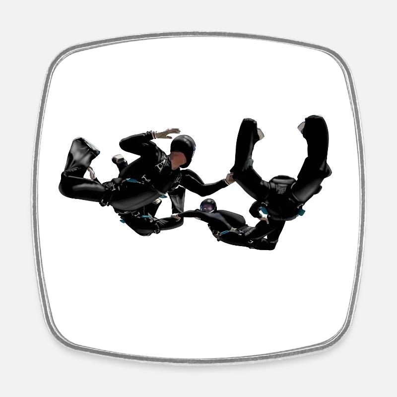 Skydivers - Square fridge magnet - white