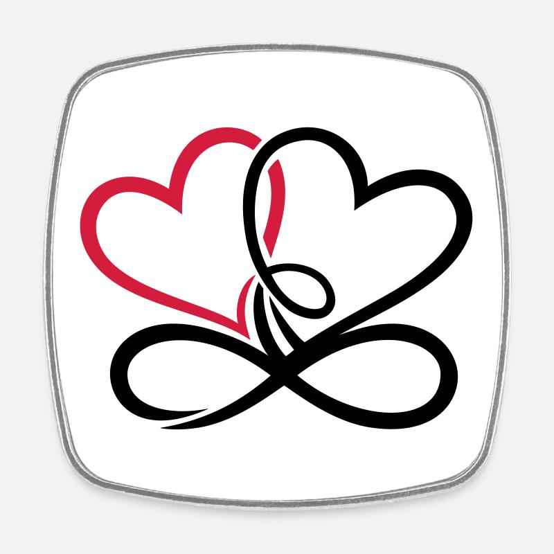 Deux coeurs infini amour infini amour - Magnet carré - blanc