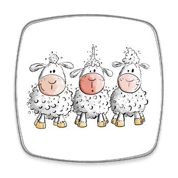Cooles Schaf TrioI Fun Schafe I Tiermotiv - Viereckiger Kühlschrankmagnet - Weiß - Vorne