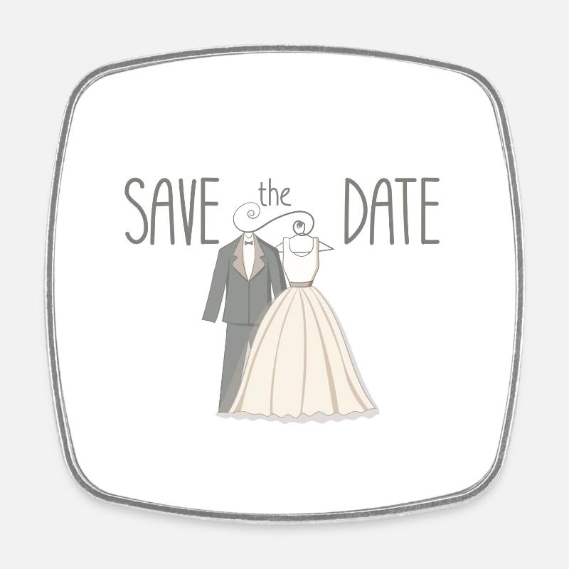 Illustration Mariage Save The Date - Magnet carré - blanc