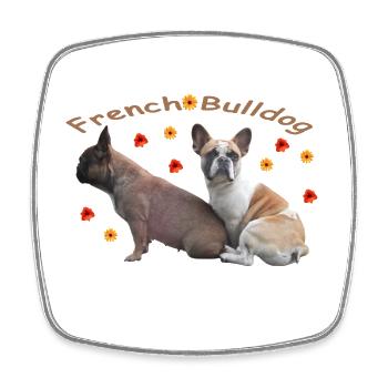 Français Fleurs de bouledogues - Magnet carré - blanc - Devant