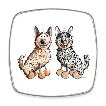 Two Australian Cattle Dogs - Square fridge magnet - white - Front