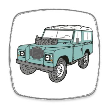 Landy 4x4 Land - Rover Serie3 LaRo Defender - Viereckiger Kühlschrankmagnet - Weiß - Vorne
