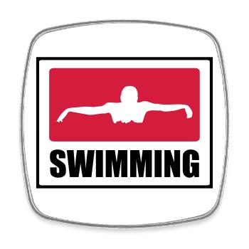 Swimming - Viereckiger Kühlschrankmagnet - Weiß - Vorne